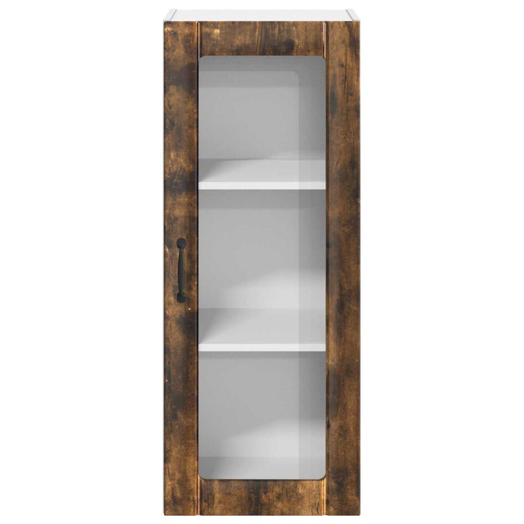 Wall Mounted Glass Cabinet LUCCA Smoked Oak 40 X 31 X 100 Cm