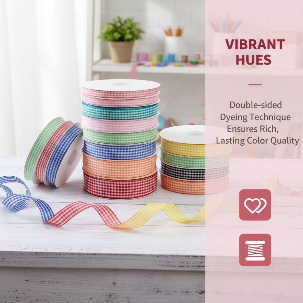 Assorted Colors Gingham Ribbon DIY Crafts Bow Ribbon Variety Pack Gift Wrapping Ribbon  Hair Bows
