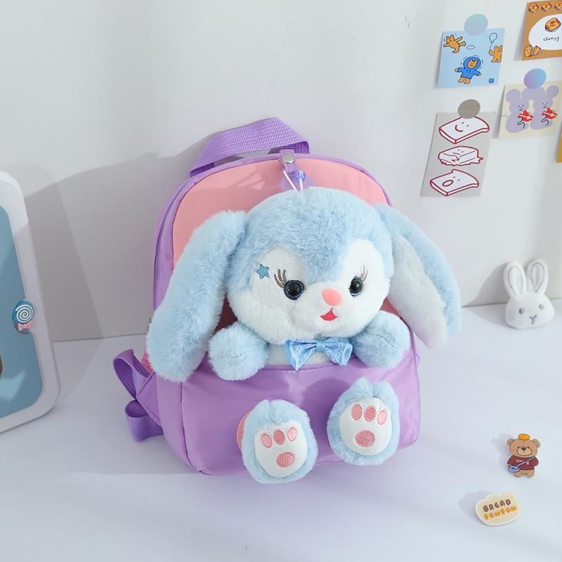 

2022 Cute Plush Rabbit Doll Kindergarten Backpack for Grades 1-3 фіолетовий