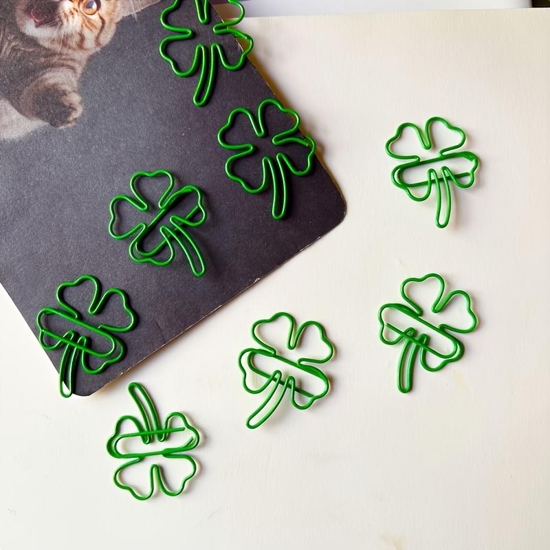 25pcs Cute INS Green Four-leaf Clover Paperclips Lovely Scrapbook Decor Binder Clip Office Document Bill Binding School Supplies