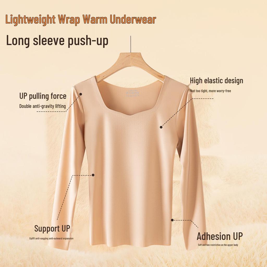 Damska antybakteryjna bielizna termiczna: Bluzka jesienna z długim rękawem, cienka, bez śladu, w dużym rozmiarze