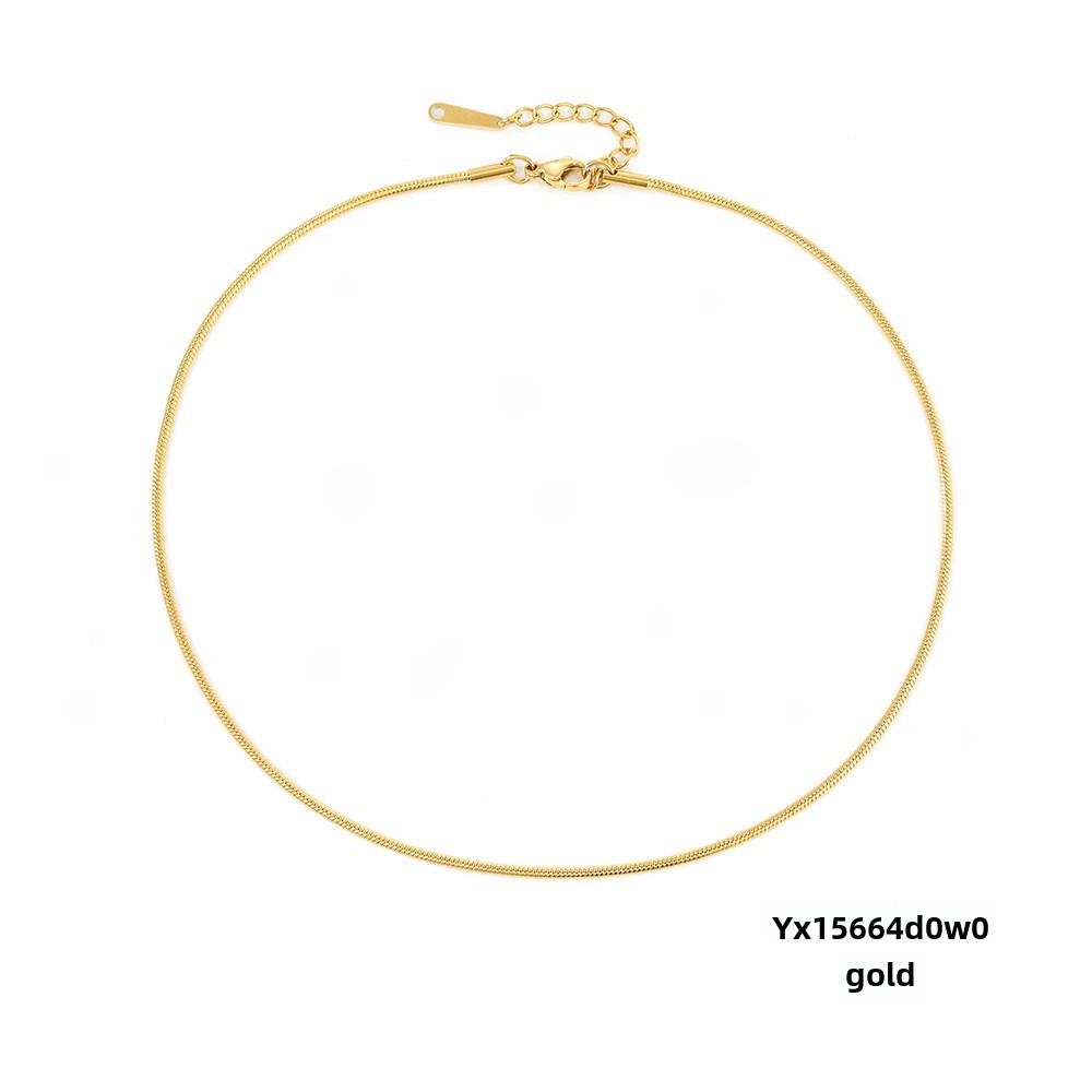 eManco Titanium Steel Round Chain Necklace - Simple European/American Style for Women and Couples, Long Snake Bone Chain, Clavicle Design.