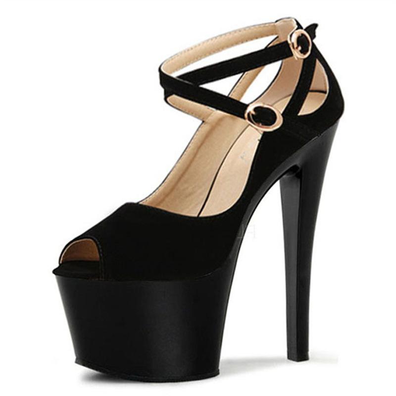 2025 New Waterproof Table Stiletto Professional Black Girl Versatile Fish Mouth Single Shoes Women's Spring and Summer Super High Heels Night Show