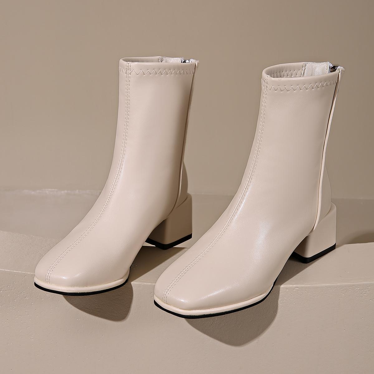 

Осенние женские туфли на каблуке, новые модные ботинки челси с квадратным носком и толстым каблуком для женщин, женские ботильоны для вечеринок и вечеринок 42