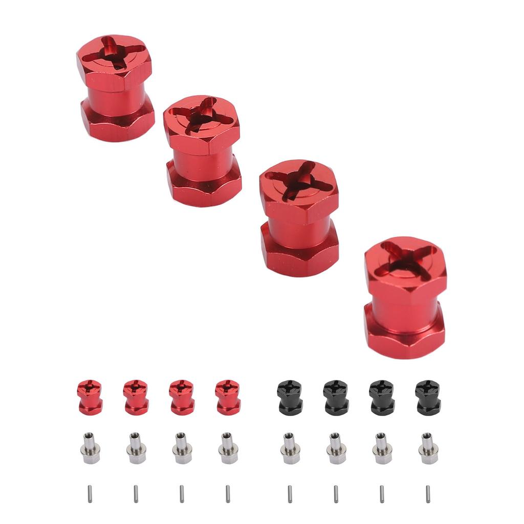4PCS RC Wheel Hex Spacers 12mm Dia 15mm Length Hex Hub Extenssion with Metal Locking Lug Nut and Loc