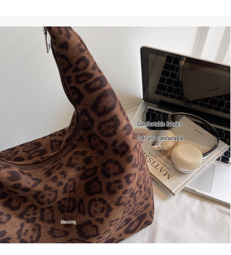 Retro Leopard Print Tote Bag - 2025 Autumn/Winter Collection, Large Capacity Shoulder Bag, Stylish Underarm Design for Women