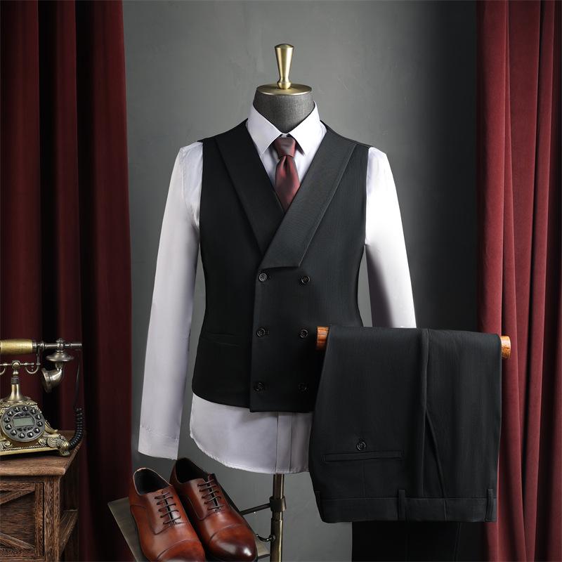 

Men s Coffee Color British Style Double-Breasted Suit Set – Formal Wear for Business, Weddings, and Best Man Attire. 56/3XL/34 (145-158 jin)