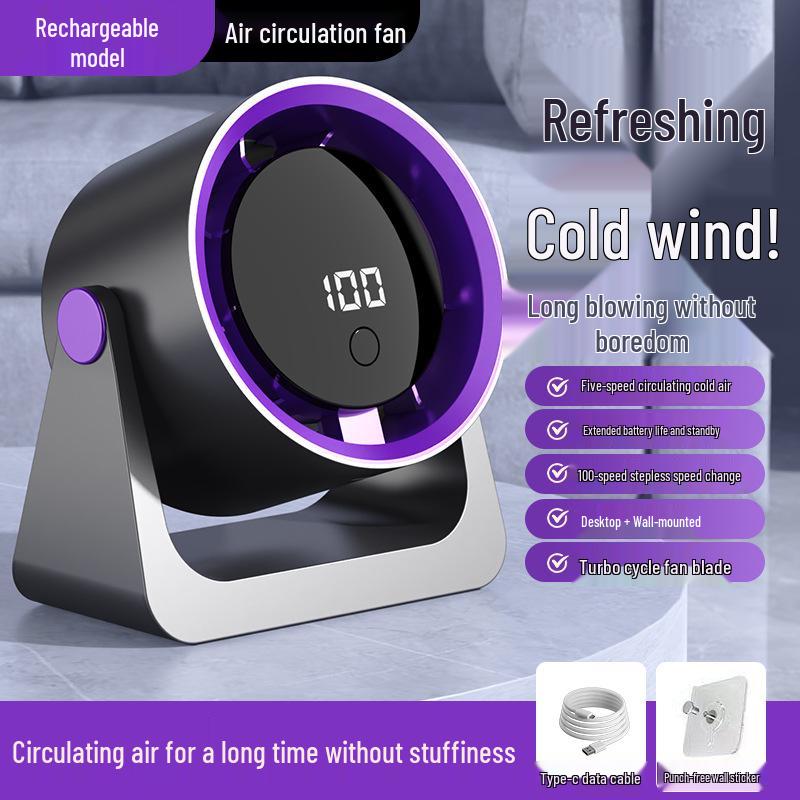 

Rechargeable Mini Desktop Fan with Timer for Home, Dormitory, and Portable Use Rechargeable