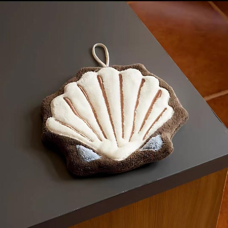 1 Pièce Forme Étoile de Mer Mignonne Super Absorbante Douce Serviette à Main Pour Salle de Bain Cuisine Lavage des Mains Chiffon Pratique à Suspendre