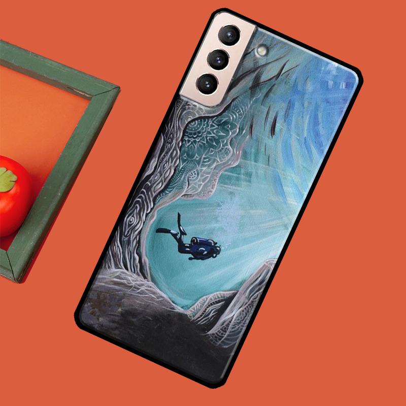 Scuba Diver Diving Phone Case For Samsung Galaxy S23 S20 FE S21 Ultra Note 10 S9 S10 Plus Note 20 S22 Ultra Cover