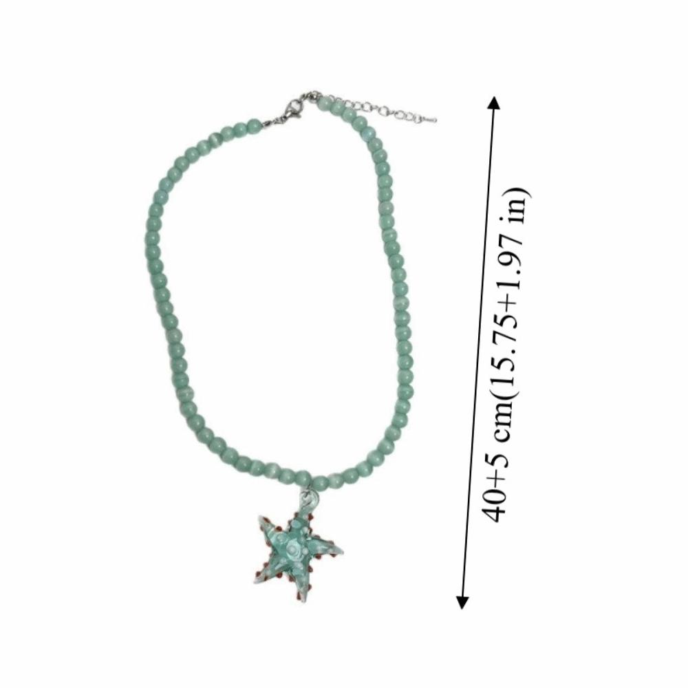 Acrylic Starfish Dots Necklace Bohemian Dopamine Starfish Beads Choker Photography Props Street Jewelry Summer Clavicle Chain