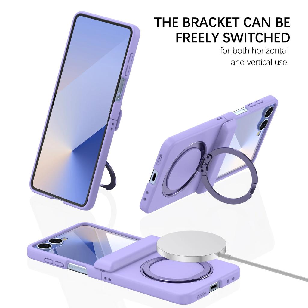 Magnetic 360 Rotating Kickstand Case for Samsung Galaxy Z Flip 7 Fe 6 5 4 3 Skin Feel Hinge Protective Cover