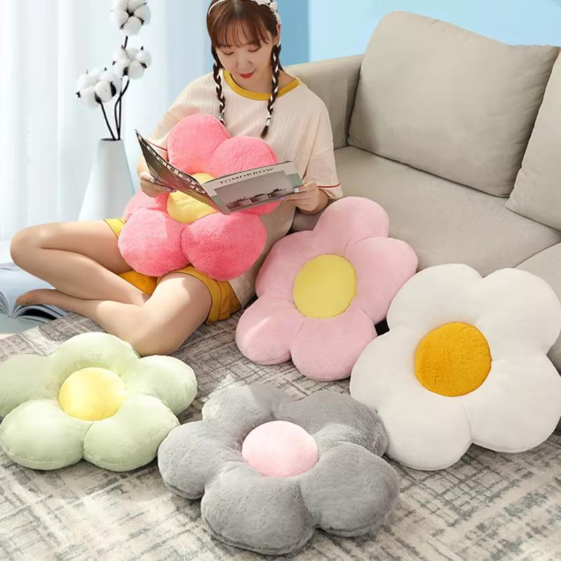 35cm Stuffed Five Petal Flower Cushion Girly Room Decor Sunflower Pillow Bay Window Pink Flower Sit Bedroom Seat Pillow
