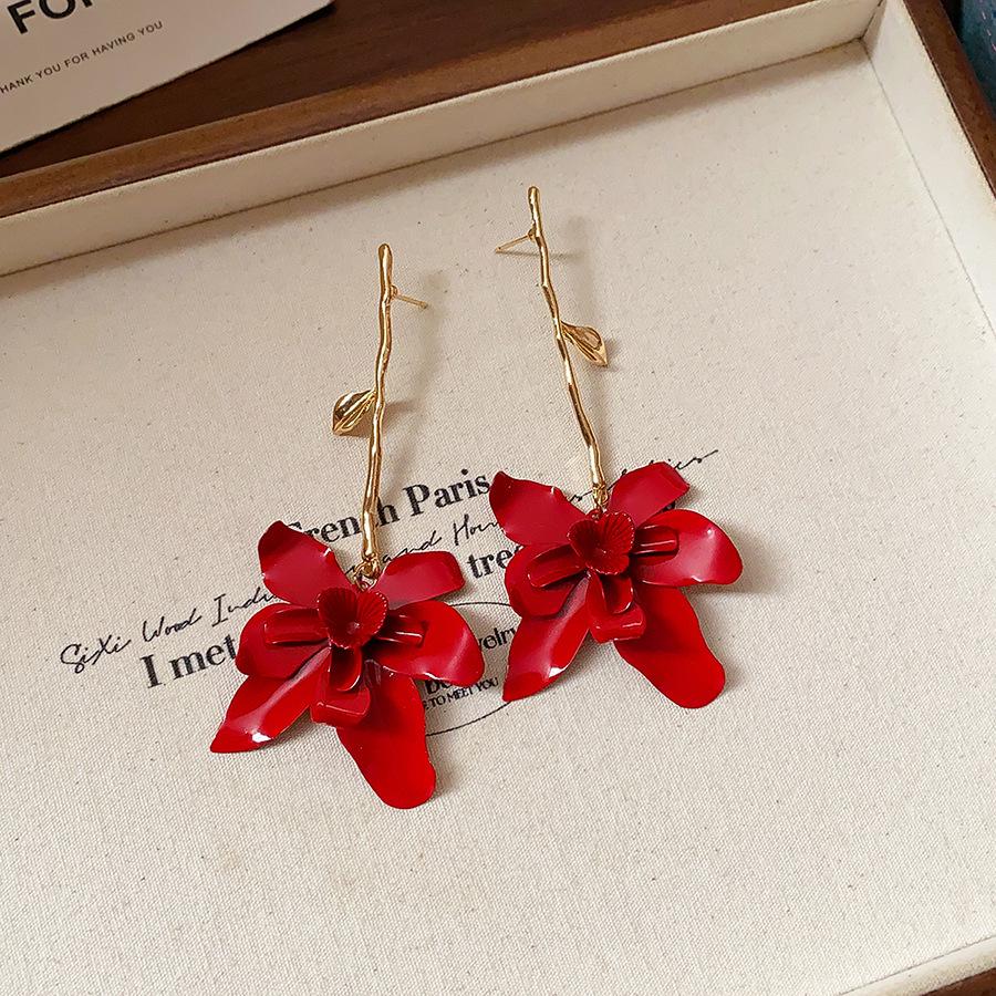 Silberne Nadel Tropfenöl Rote Perlen Ohrstecker - Eleganter & Vielseitiger Schmuck für Damen