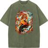 Agatsuma Zenitsu Graphic Washed T-shirt Demon Slayer Anime Clothing Men Women Cotton Tshirts Oversized Retro T Shirt Male Tops