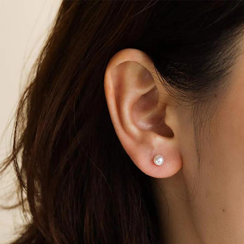 HENGSHENG White Cultured Freshwater Pearl Earrings For Women Classic 925 Sterling Silver Jewelry Gold Stud Earrings Dropshipping