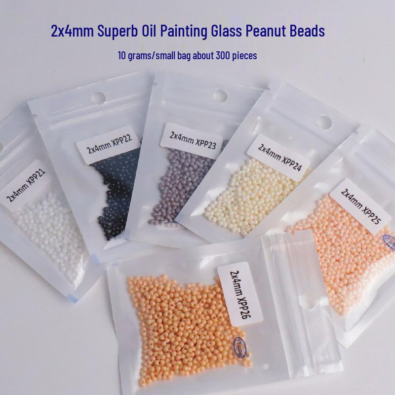 2x4mm Solid Color Glass Peanut Beads for DIY Jewelry & Hair Accessories