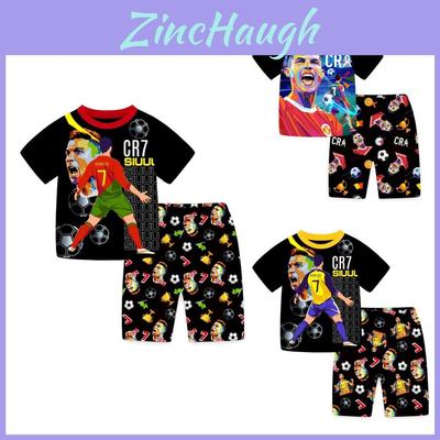 Nba Soccer Star Cr7 Print Kids Summer Cotton Tshirt And Shorts Set With Soft Fabric For Boys And Girls