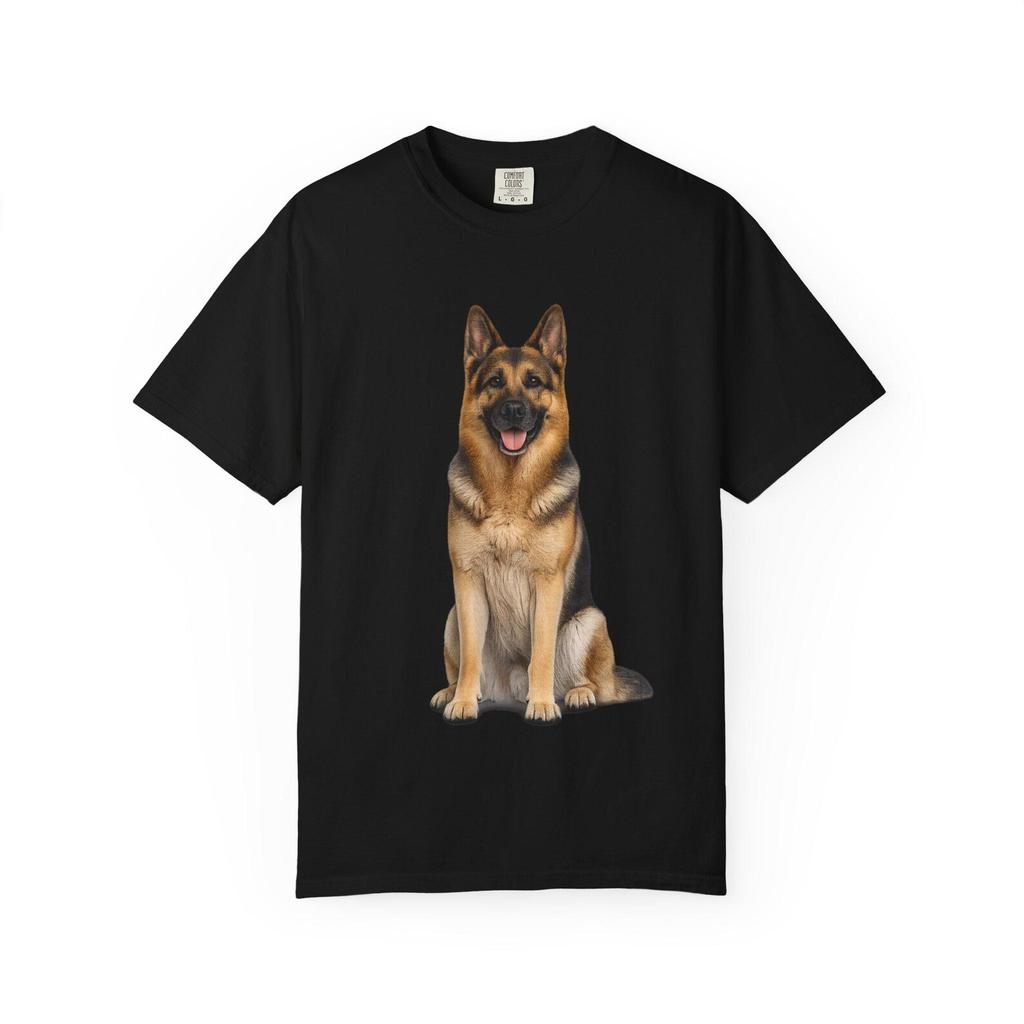 Realistic German Shepherd Illustration Men's T-Shirt | Sitting Dog Portrait