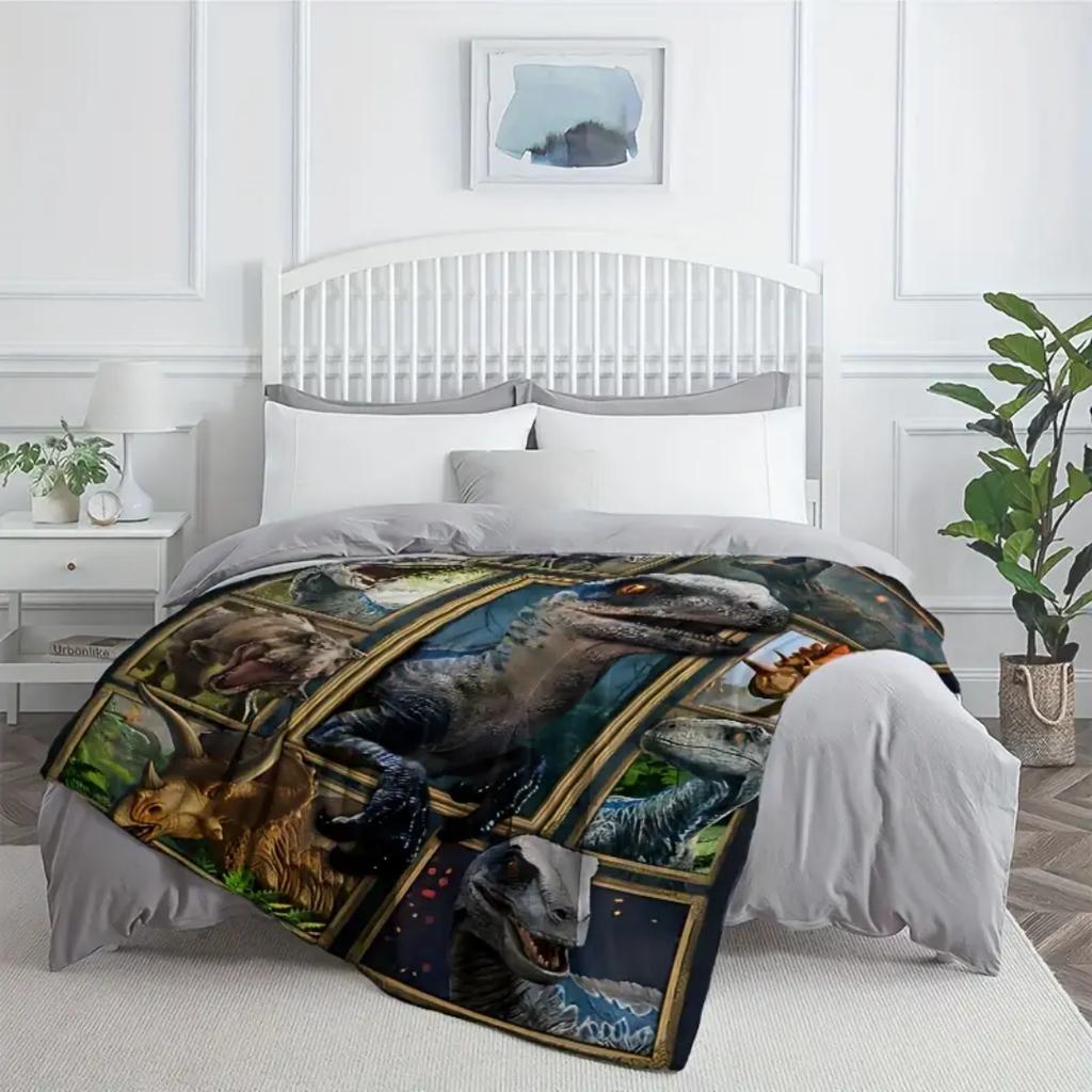 1pc Blankets Jurassic dinosaurs Printed Flannel Blanket Quality Soft Warm Throw Blanket Winter Kids Couch Bed Fluffy Bedspread
