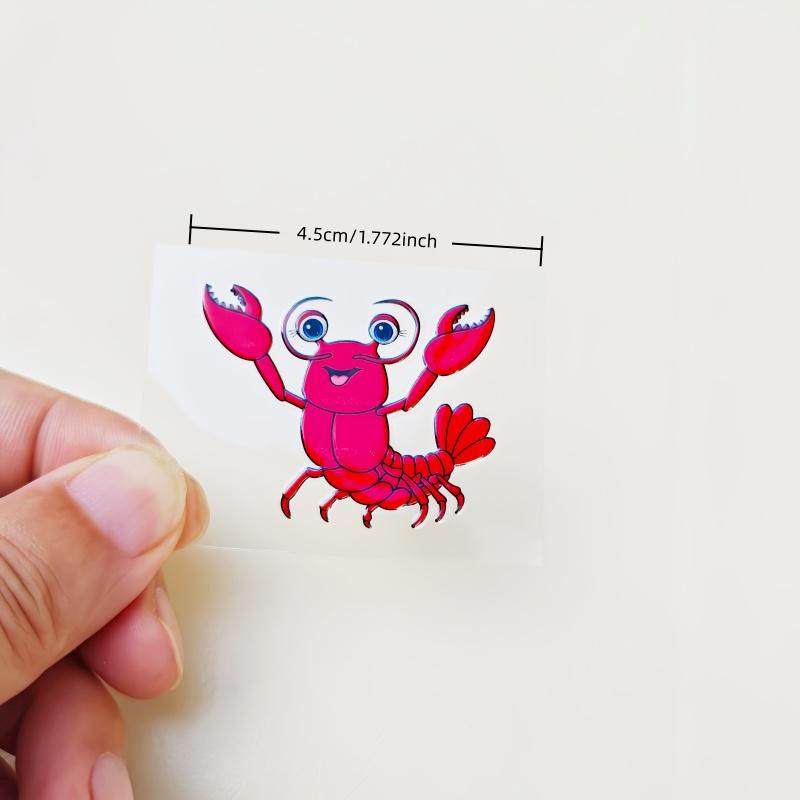 2 sheets of red cartoon lobster car stickers, lobster style car badge stickers, lobster pattern stickers, suitable for vehicle accessory decoration