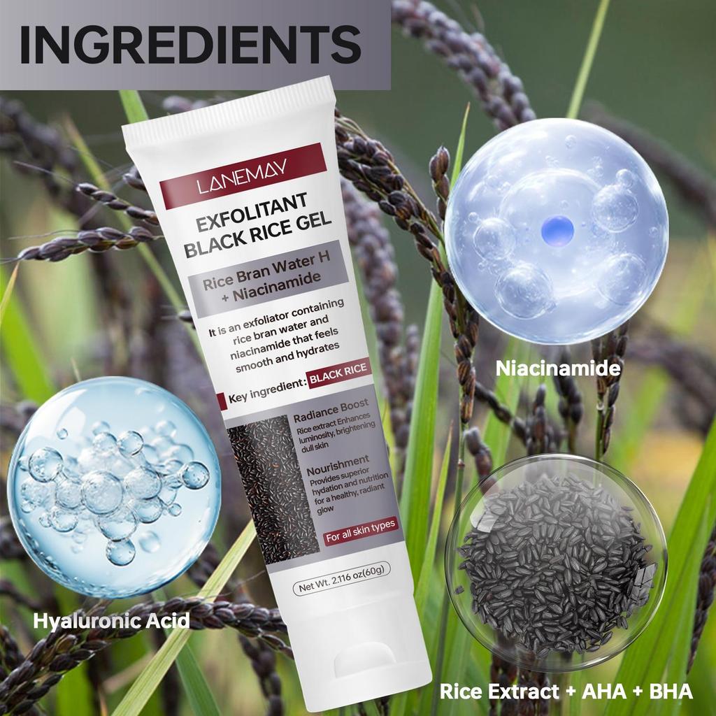 Exfolitant Balck Rice Gel-Moisturize And Nourishes For A Healthy Glow-Suitable For All Skin Types, 60g