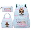 3Pcs/set Backpack for Girl School Teen Student Knapsack Women Rucksack with Lunch Bags Pencil Bag Fish Scale Style Bags