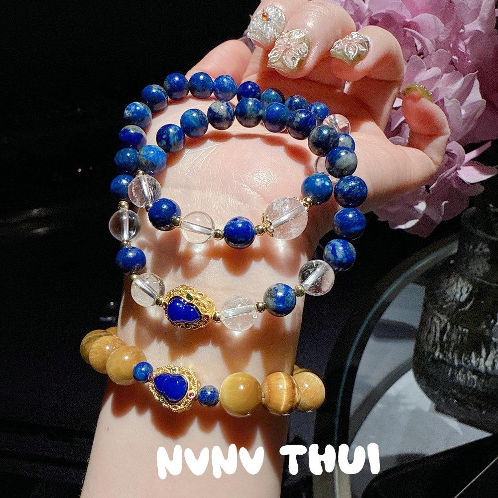 Ancient Flower Silk, Colorful Tiger'S Eye Stone, Gourd Gemstone Bracelet, New Chinese Style, Lapis Lazuli Fulu Flower God Bracelet Stacked And Worn.