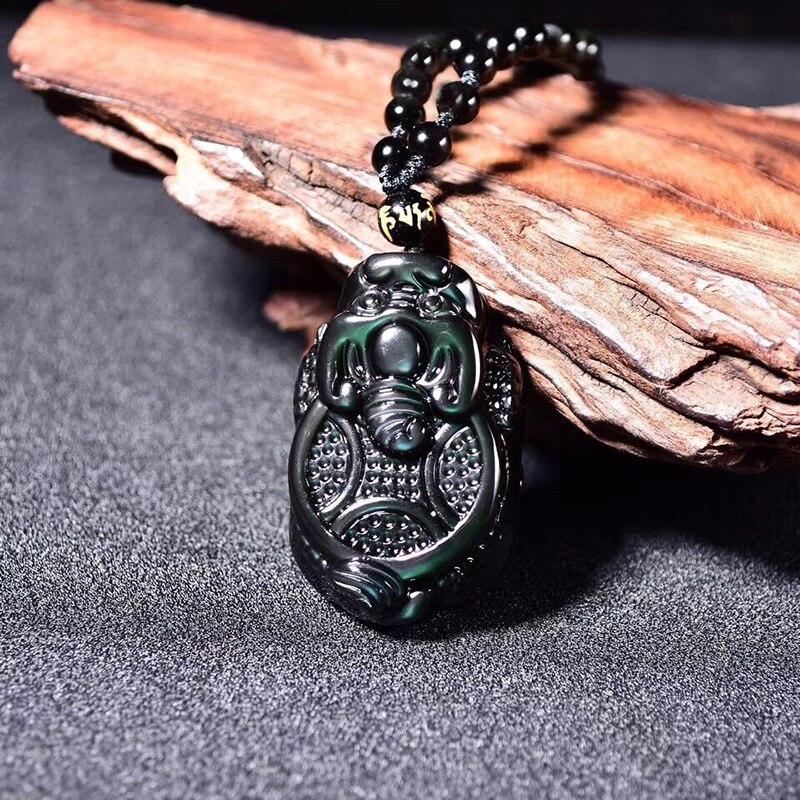 Natural rainbow obsidian eye carving Dragon Turtle pendant Bead Chain Natural rainbow obsidian eye carving Dragon Turtle pendant Bead Chain