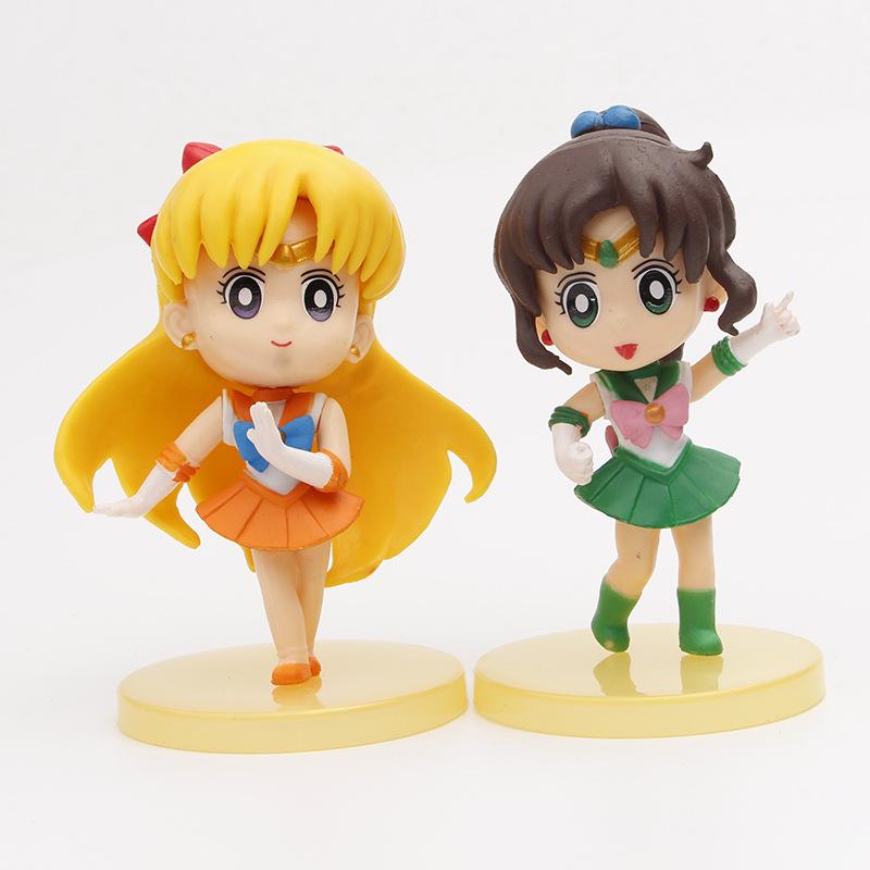 5PCS Anime Sailor Moon Figure Cartoon Figuarts mini Mercury Mars Jupiter Venus Playthings For Girls Model Present Dolls Static Doll