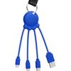 Câble octopus - xoopar - 1m - biodégradable - usb a/micro usb &amp; usb c &amp; lightning - bleu