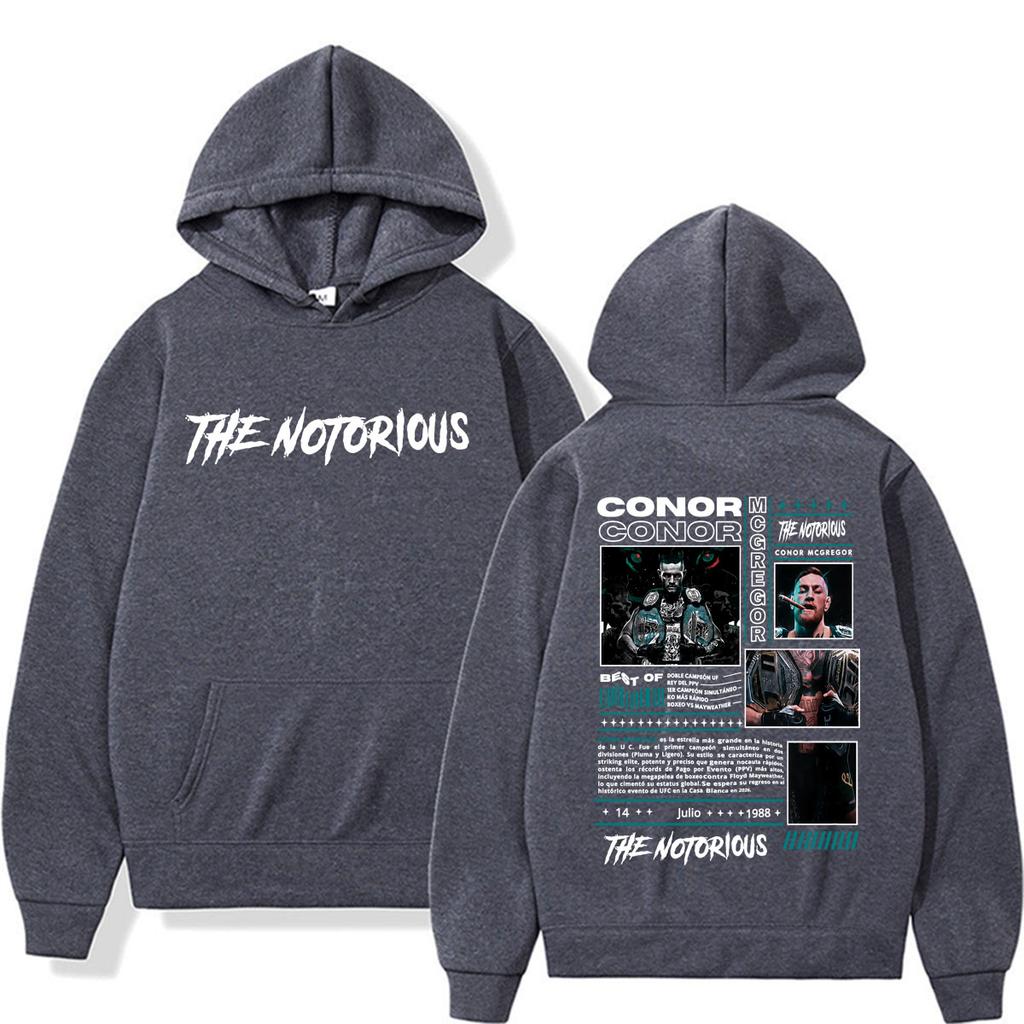 La Notorietà Conor Mcgregor Merch Felpa Abbigliamento Uomo Retrò Anni '90 High Street Felpe Gilet Caldo Casual con Cappuccio Felpe Cappotto