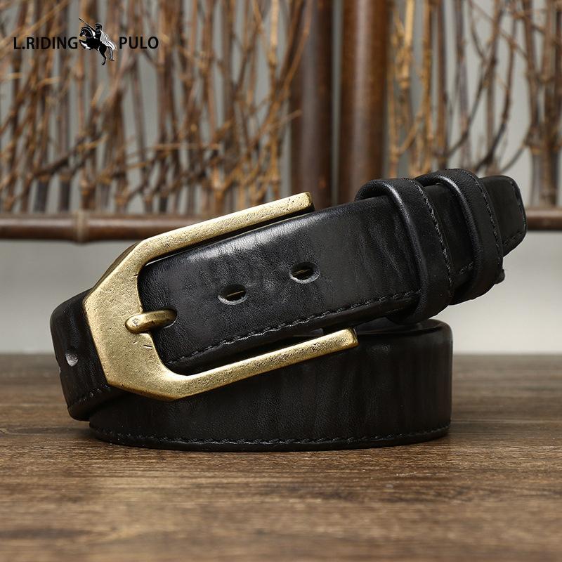 Double-sided Genuine Leather Belt Men's Genuine Leather Pin Buckle Simple Versatile Casual Belt Men's