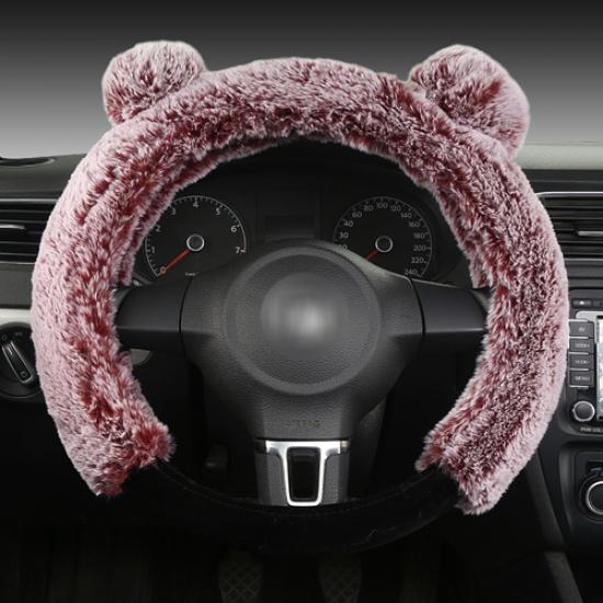 Husă universală pentru volan, cu desene animate, plus urechi Kawaii, drăguț, iarnă, husă caldă, accesorii pentru interior auto