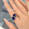 Vintage French Style Open Ring Red Corundum High Carbon Blue Spinel Women Jewelry