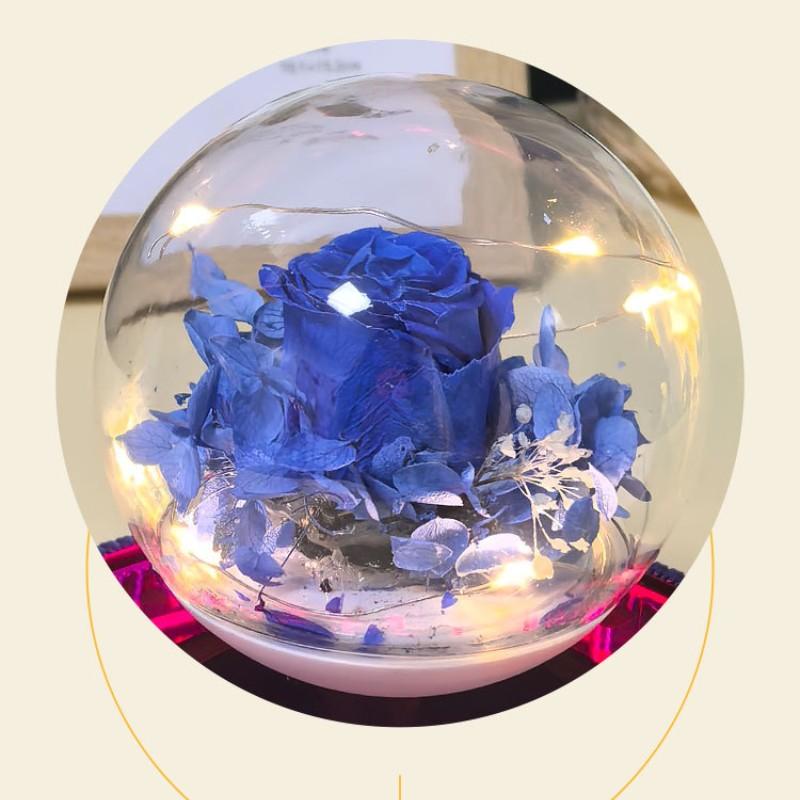Magnetic Levitating Preserved Flower with Purple Base, 360° Free Rotation, Home Decoration Birthday Gift Valentine's Day Gift