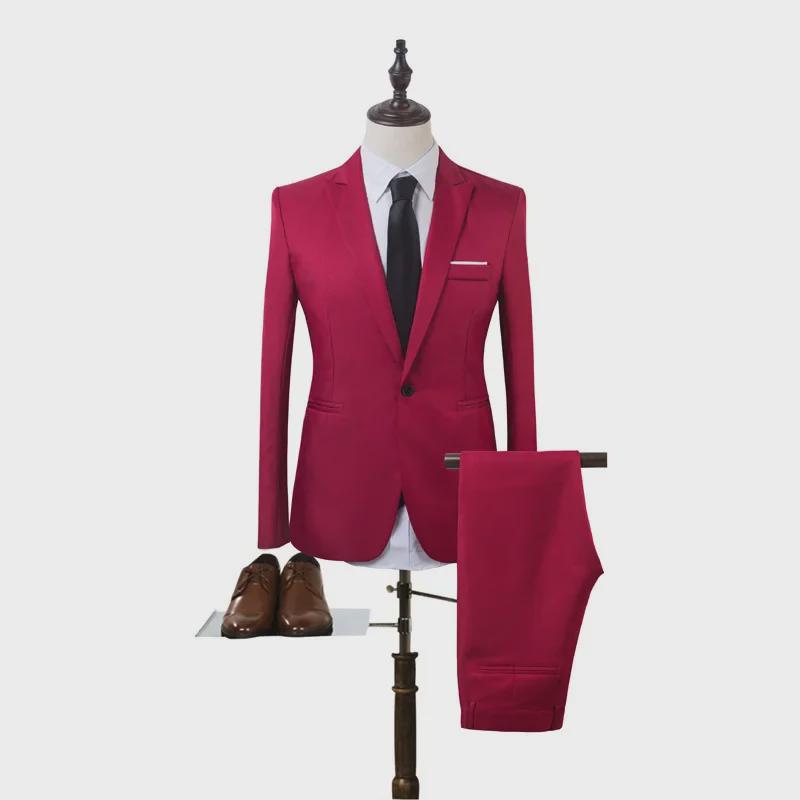 Men's Slim Fit Korean Style Casual Business Suit Set - Two-Piece