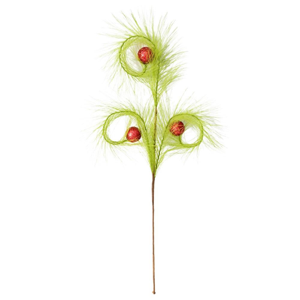 3 Fork Reed with Ball Christmas Branch Pampas Grass Christmas Tree Festive Atmosphere DIY Decorative Christmas Pendant Props