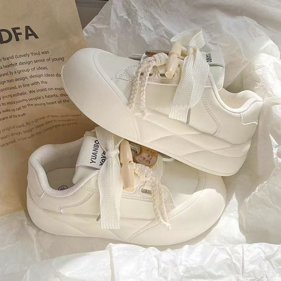 Chic board shoes spring and summer new thick-soled heightening casual niche retro bread shoes