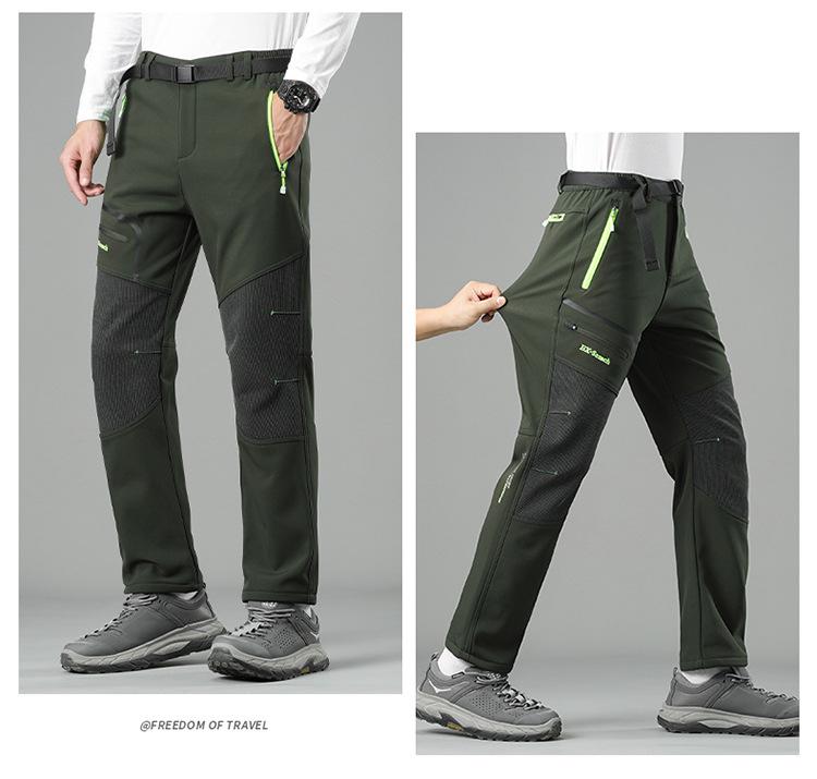 Men's Plus Velvet Winter Ski Pants - Windproof, Waterproof, Wear-Resistant, Warm for Hiking, Fishing, and Mountaineering.
