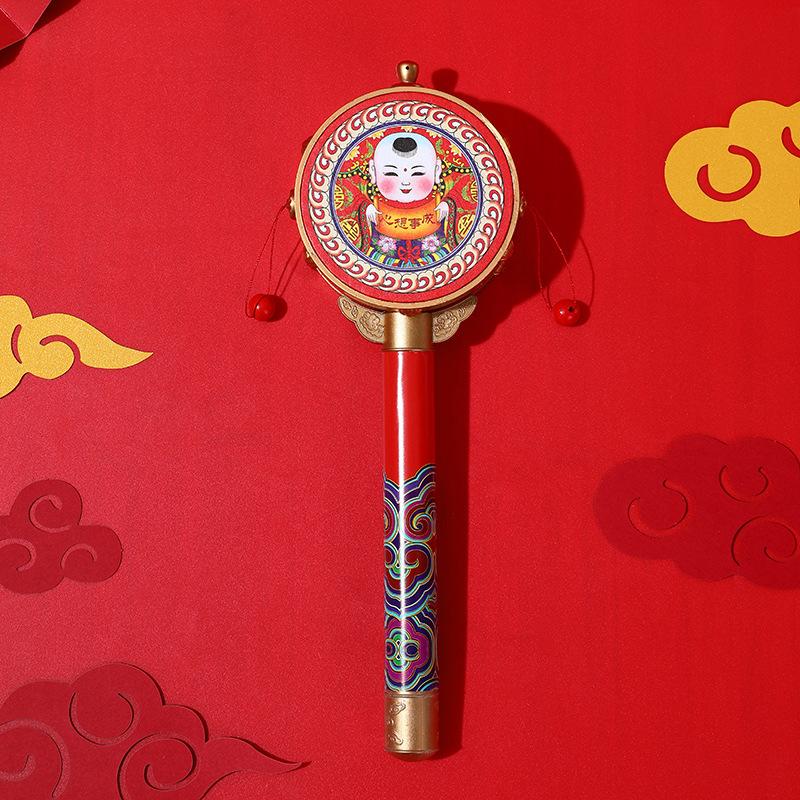 Children Rattle-Drum Antique Retro Handmade Chinese Style Exquisite Rattle-Drum Creative Cultural Craft Chinese Travel Gift