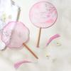 Double-Sided Classical Fan, Ancient Style Semi-Transparent Round Fan with Tassels, Women's Ancient Costume Hanfu Cheongsam Silk Fan