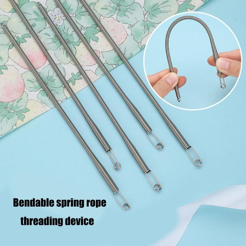 10Pcs Metal Spring Drawstring Threader Quick Threading Tool Threading Aid Waistband Elastic Cord Threader