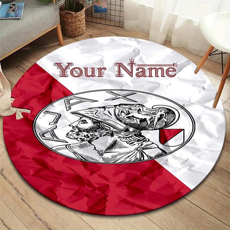 Ajax Fan Gear Custom Name Round Area Rug Carpet Rug For Living Room Bedroom Sofa Playroom Decor Nonslip Floor Mat