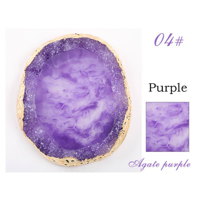 Resin Stone Transparent Color Nail Art Palette Mirror Glass Pallet Tool Blending Pigment Nail Tips