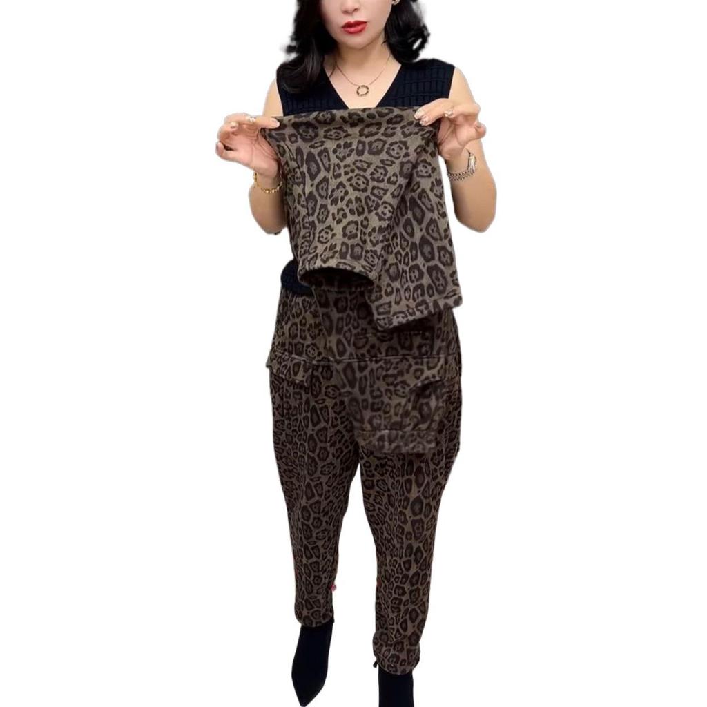 Pantalon Harem Imprimé Léopard Taille Élastique Épais - Hiver Décontracté Ample Élégant Pantalon Lanterne