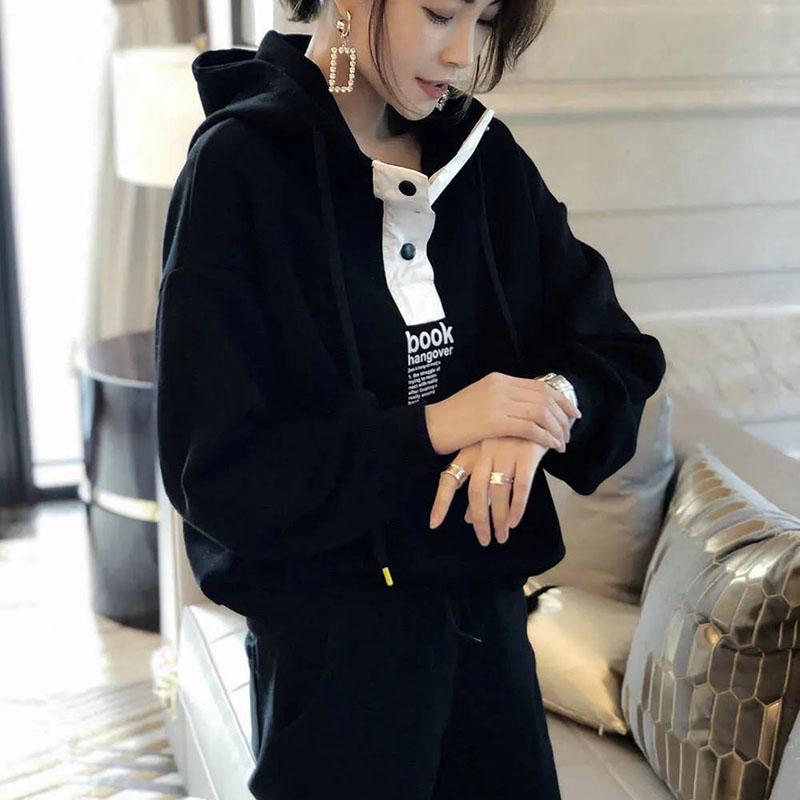 Lockerer Pullover im Western-Stil mit Kapuze, lässig, große Größe, modischer Sportanzug, Damenhaar-Generation-Kapuzenpullover, zweiteiliges Set für Damen