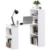 Desk Office Table Computer Desk, 2 Shelves, 5 Shelf Boards, 120 cm x 55 cm x 120 cm, White