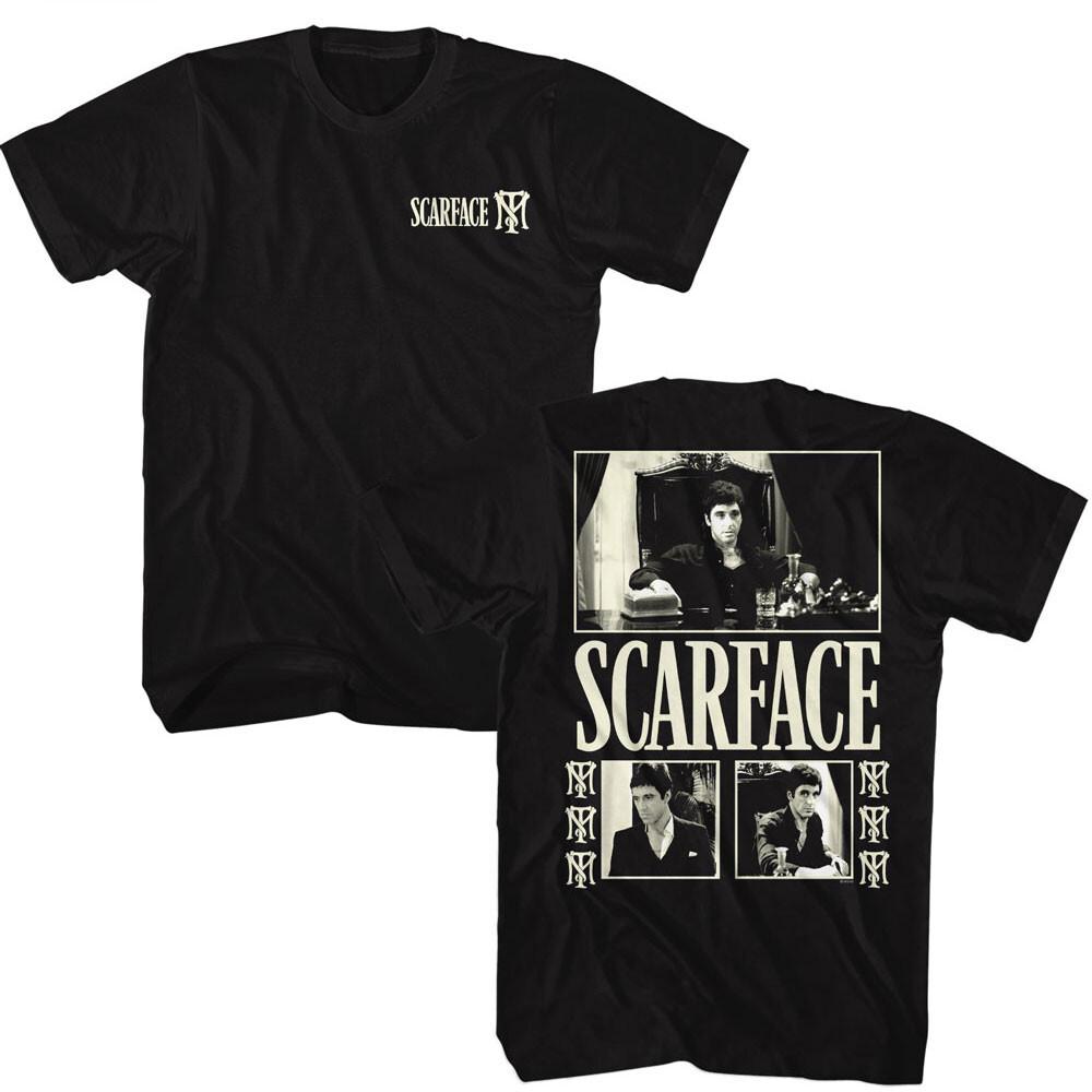 Scarface Boxed Movie Scenes TM Logo Tony Montana Men T Shirt Druglord S