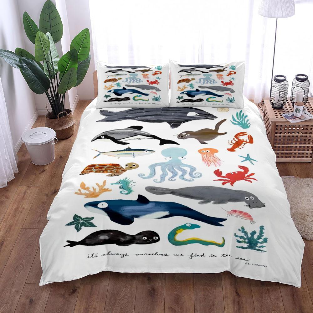 Retro Octopus Bedding Set King Queen Double Full Twin Single Size Duvet Cover Pillow Case Bed Linen Set